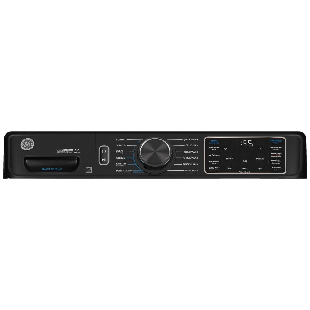 GE GFW655SPVDS Front Load Washer, 28 inch Width, 5.8 cu. ft. Washer Capacity, 1,300 RPM Washer Spin Speed, 12 Wash Cycles, 5 Temperature Settings, Steam Clean, ENERGY STAR Certified, Wifi Enabled, Graphite colour