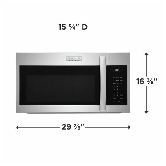 Frigidaire Gallery GMOS1962AF Over the Range Microwave, 30 inch Exterior Width, 1.8 cu. ft. Capacity, 400 CFM, 1,000 W Watts, LED, Stainless Steel color