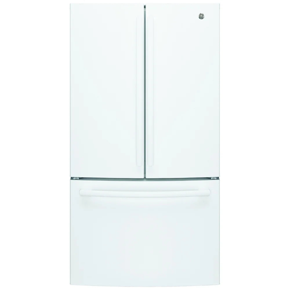 GE GNE27JGMWW French Door Refrigerator, 36 inch Width, ENERGY STAR Certified, 26.7 cu. ft. Capacity, Water Dispenser (Interior), Ice Dispenser (Freezer Located), White color