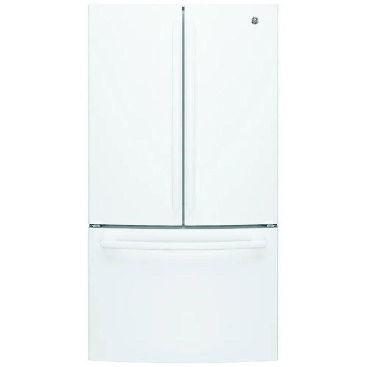 GE GNE27JGMWW French Door Refrigerator, 36 inch Width, ENERGY STAR Certified, 26.7 cu. ft. Capacity, Water Dispenser (Interior), Ice Dispenser (Freezer Located), White color