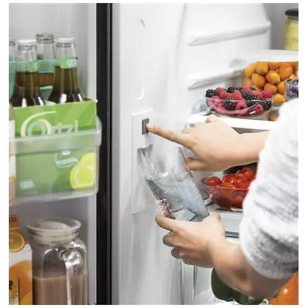 GE GNE27JGMWW French Door Refrigerator, 36 inch Width, ENERGY STAR Certified, 26.7 cu. ft. Capacity, Water Dispenser (Interior), Ice Dispenser (Freezer Located), White color