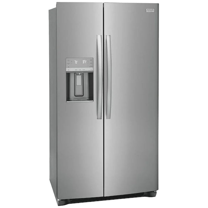 Frigidaire Gallery GRSS2652AF Side by Side Refrigerator, 36 inch Width, Ice Dispenser (Thru Door), Water Dispenser (Exterior), 25.6 cu. ft. Capacity, Stainless Steel colour