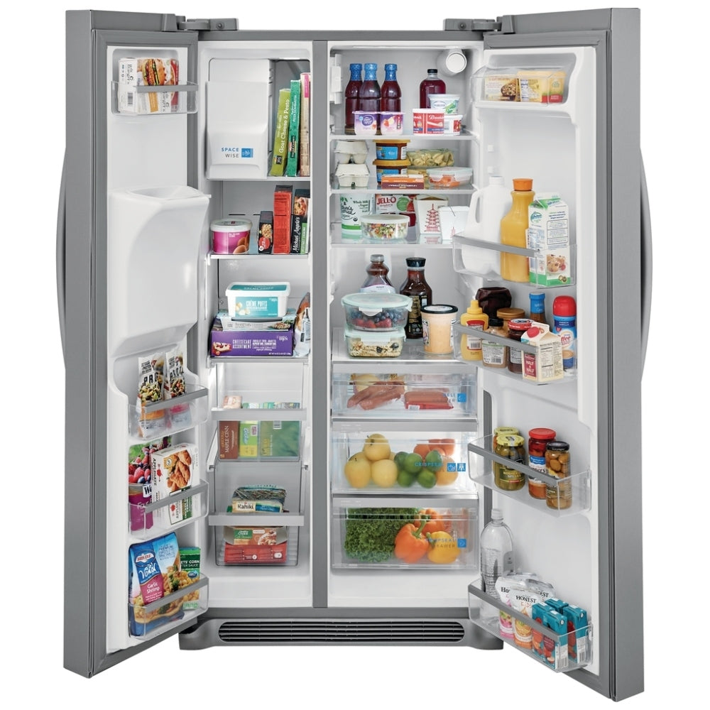 Frigidaire Gallery GRSS2652AF Side by Side Refrigerator, 36 inch Width, Ice Dispenser (Thru Door), Water Dispenser (Exterior), 25.6 cu. ft. Capacity, Stainless Steel colour