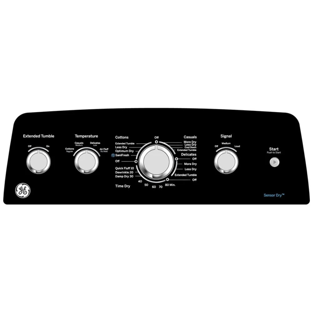 GE GTD49GBMRWS Gas Dryer, 7.2 cu. ft. Dryer Capacity, 7 Dry Cycles, 4 Temperature Settings, Vented, White colour