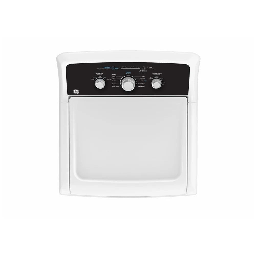 GE GTW334BMRWS Top Load Washer, 4.4 cu. ft. Washer Capacity, 12 Wash Cycles, 6 Temperature Settings, 800 RPM Washer Spin Speed, Agitator, White color