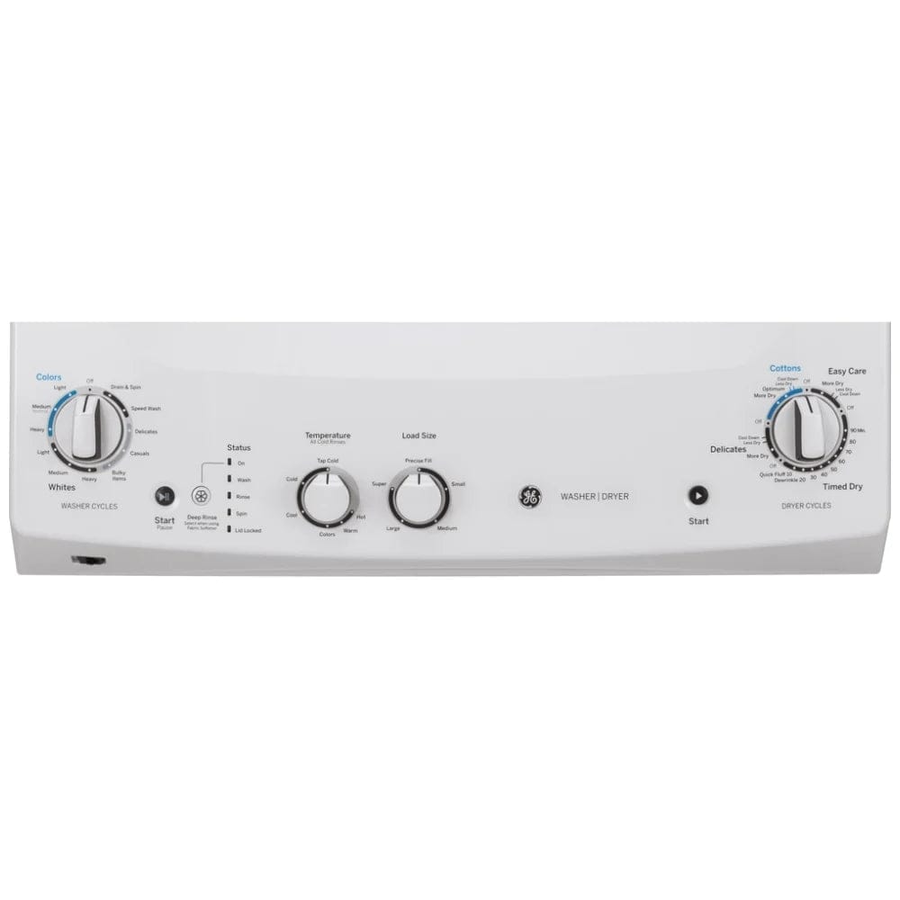 GE GUD27ESMMWW 27 inch Width Washer & Dryer Set, Contains Agitator, White colour Washer: 9 Wash Cycles, 670 RPM Spin Speed
