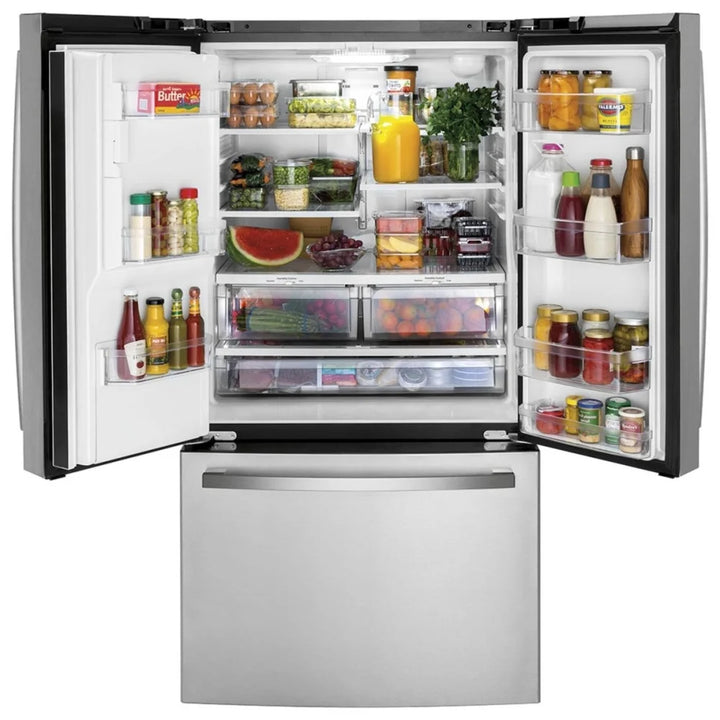GE GYE21JYMFS Counter Depth French Door Refrigerator, 36 inch Width, 20.6 cu. ft. Capacity, Counter Depth, Water Dispenser (Exterior), Ice Dispenser (Thru Door), ENERGY STAR Certified, Stainless Steel colour