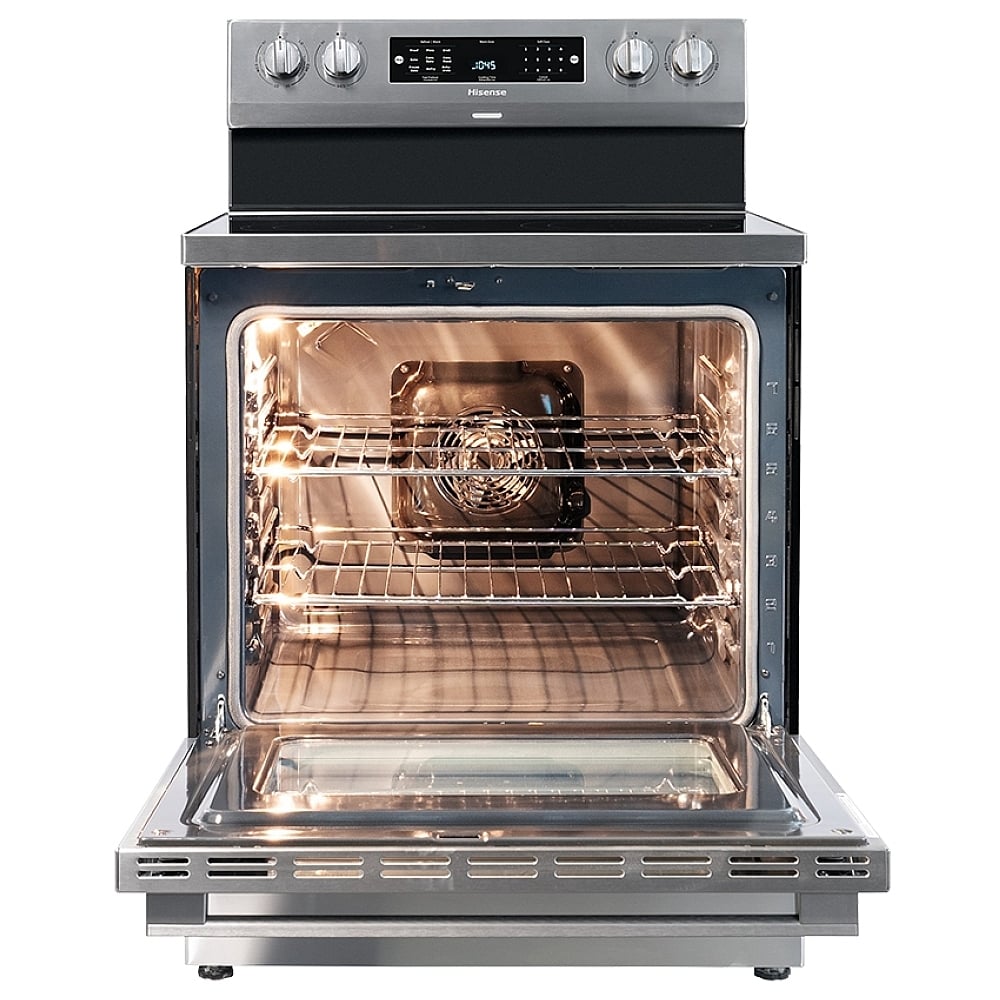 Hisense HBE3501CPS Electric Range, 5.8 cu. ft. Capacity, 30 inch Exterior Width, Convection, 5 Burners, Storage Drawer, Self Clean, 3,300 Watts Highest Burner Element, Stainless Steel color