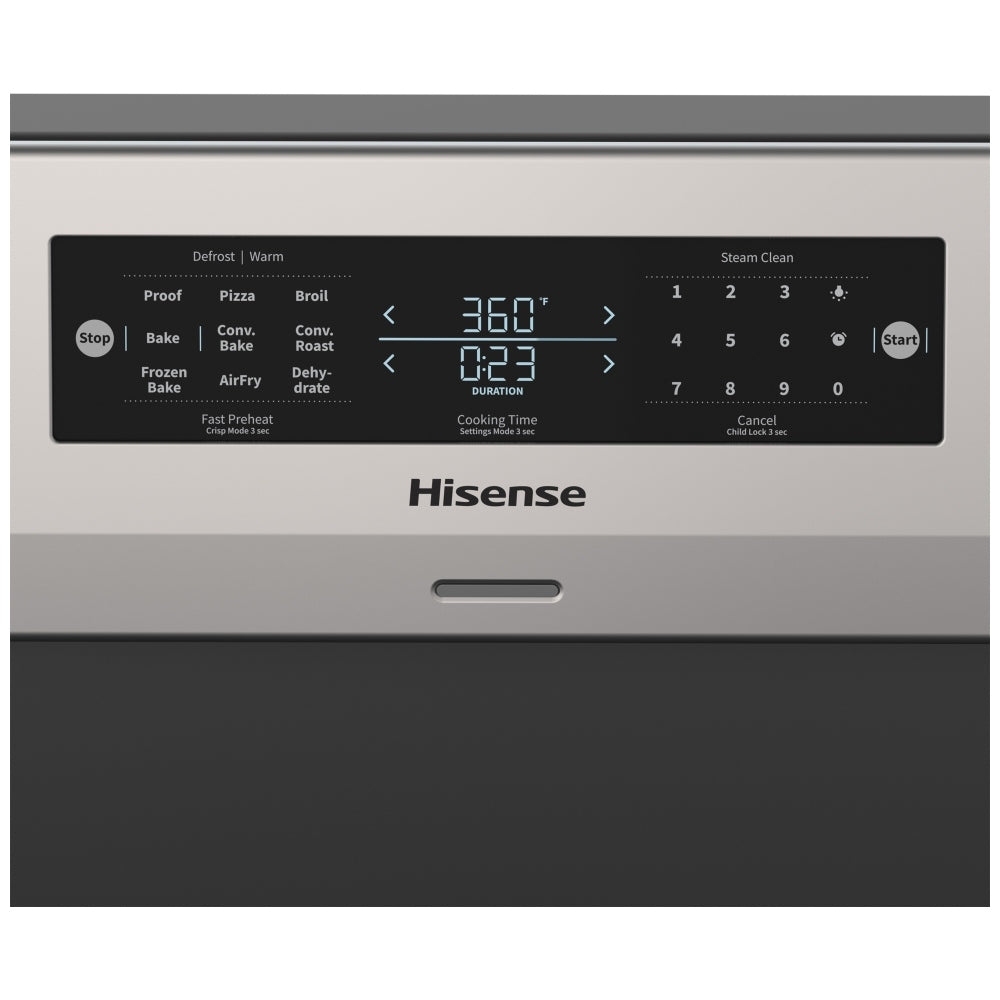 Hisense HBE3502CAS Electric Range, 5.8 cu. ft. Capacity, 30 inch Exterior Width, True Convection, 5 Burners, Storage Drawer, Yes, Manual Clean, 3,300 W Highest Element, Stainless Steel colour
