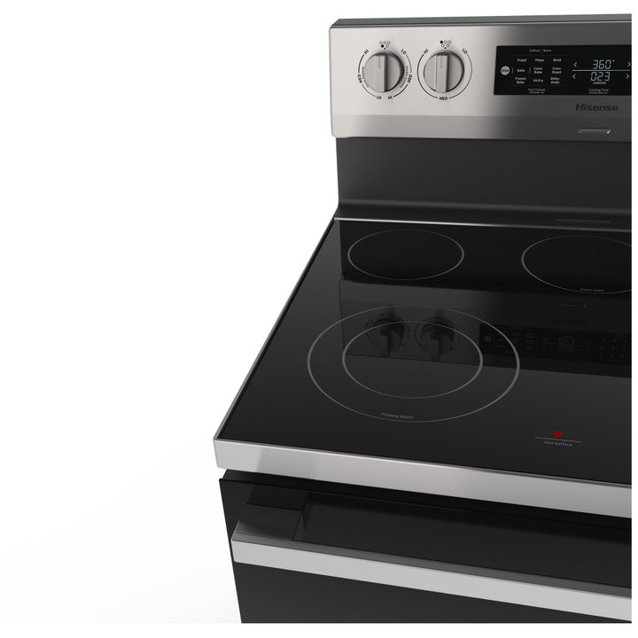 Hisense HBE3502CAS Electric Range, 5.8 cu. ft. Capacity, 30 inch Exterior Width, True Convection, 5 Burners, Storage Drawer, Yes, Manual Clean, 3,300 W Highest Element, Stainless Steel colour
