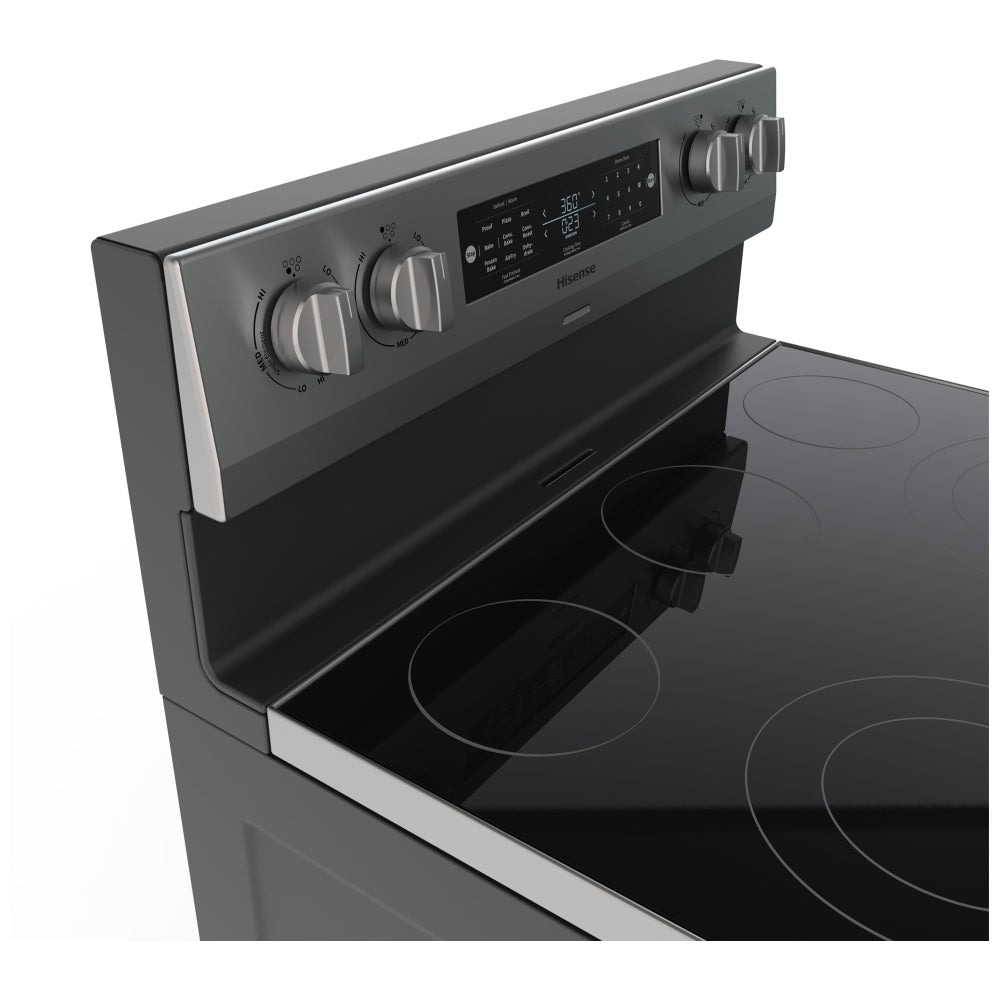Hisense HBE3502CAS Electric Range, 5.8 cu. ft. Capacity, 30 inch Exterior Width, True Convection, 5 Burners, Storage Drawer, Yes, Manual Clean, 3,300 W Highest Element, Stainless Steel colour