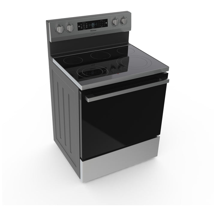 Hisense HBE3502CAS Electric Range, 5.8 cu. ft. Capacity, 30 inch Exterior Width, True Convection, 5 Burners, Storage Drawer, Yes, Manual Clean, 3,300 W Highest Element, Stainless Steel colour