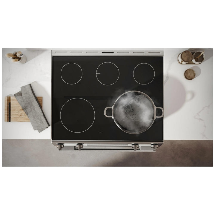 Bosch 100 Series HEF1050MC Electric Range, 5.8 cu. ft. Capacity, 30 inch Exterior Width, Convection, Storage Drawer, Yes, Self Clean, 3,000 W Highest Element, Stainless Steel colour