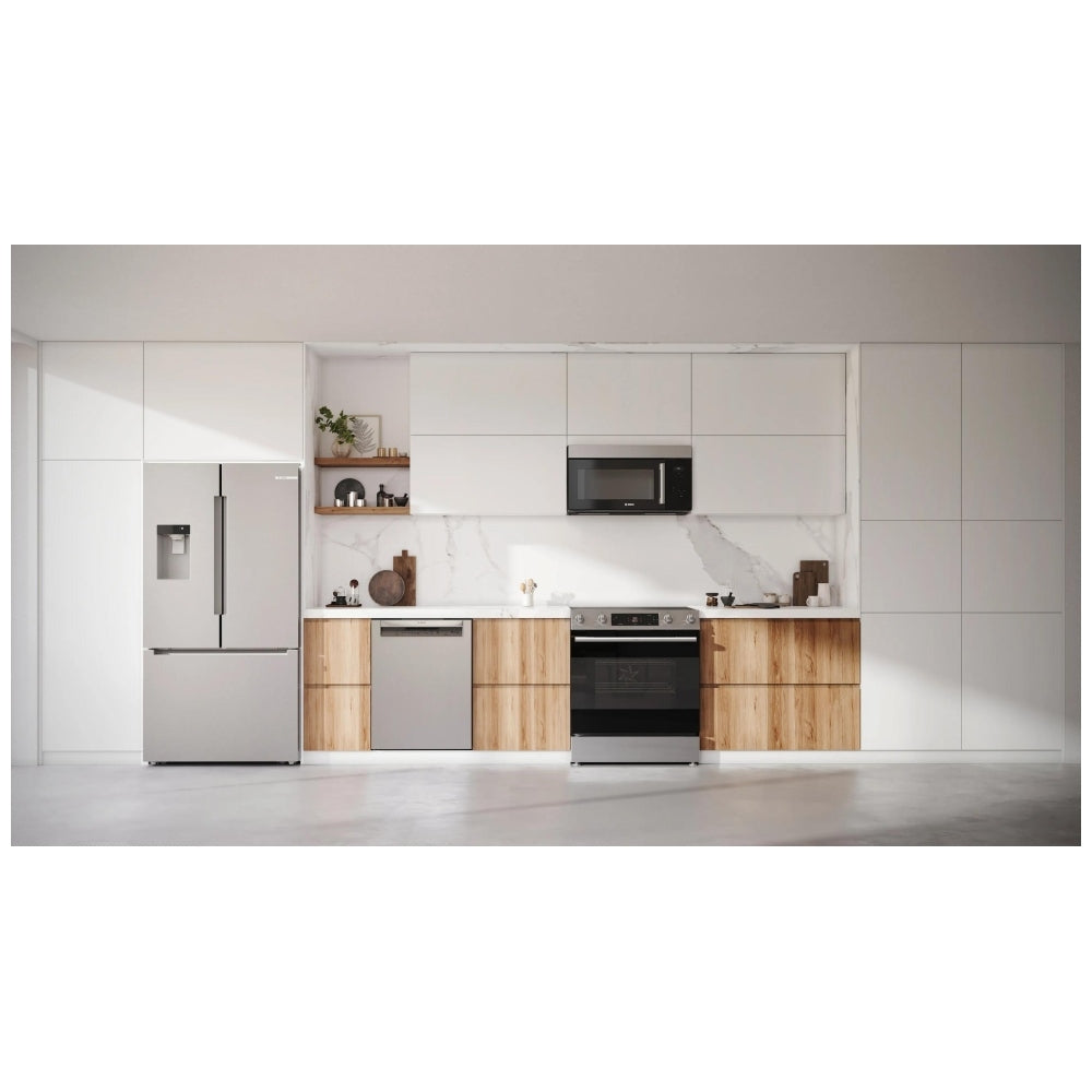 Bosch 100 Series HEF1050MC Electric Range, 5.8 cu. ft. Capacity, 30 inch Exterior Width, Convection, Storage Drawer, Yes, Self Clean, 3,000 W Highest Element, Stainless Steel colour