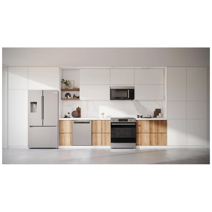 Bosch 100 Series HEF1050MC Electric Range, 5.8 cu. ft. Capacity, 30 inch Exterior Width, Convection, Storage Drawer, Yes, Self Clean, 3,000 W Highest Element, Stainless Steel colour