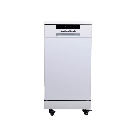 RDW1809 HAMILTON BEACH Portable Dishwasher with Wheels, 19in Wide, 8 Place Settings Capacity, White