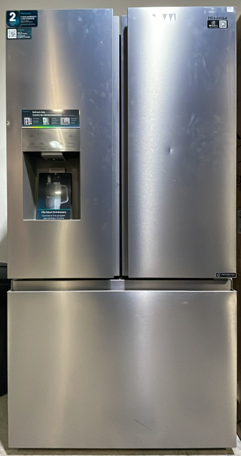 Hisense HRF300P7DSE French door refrigerator - actual unit in our warehouse