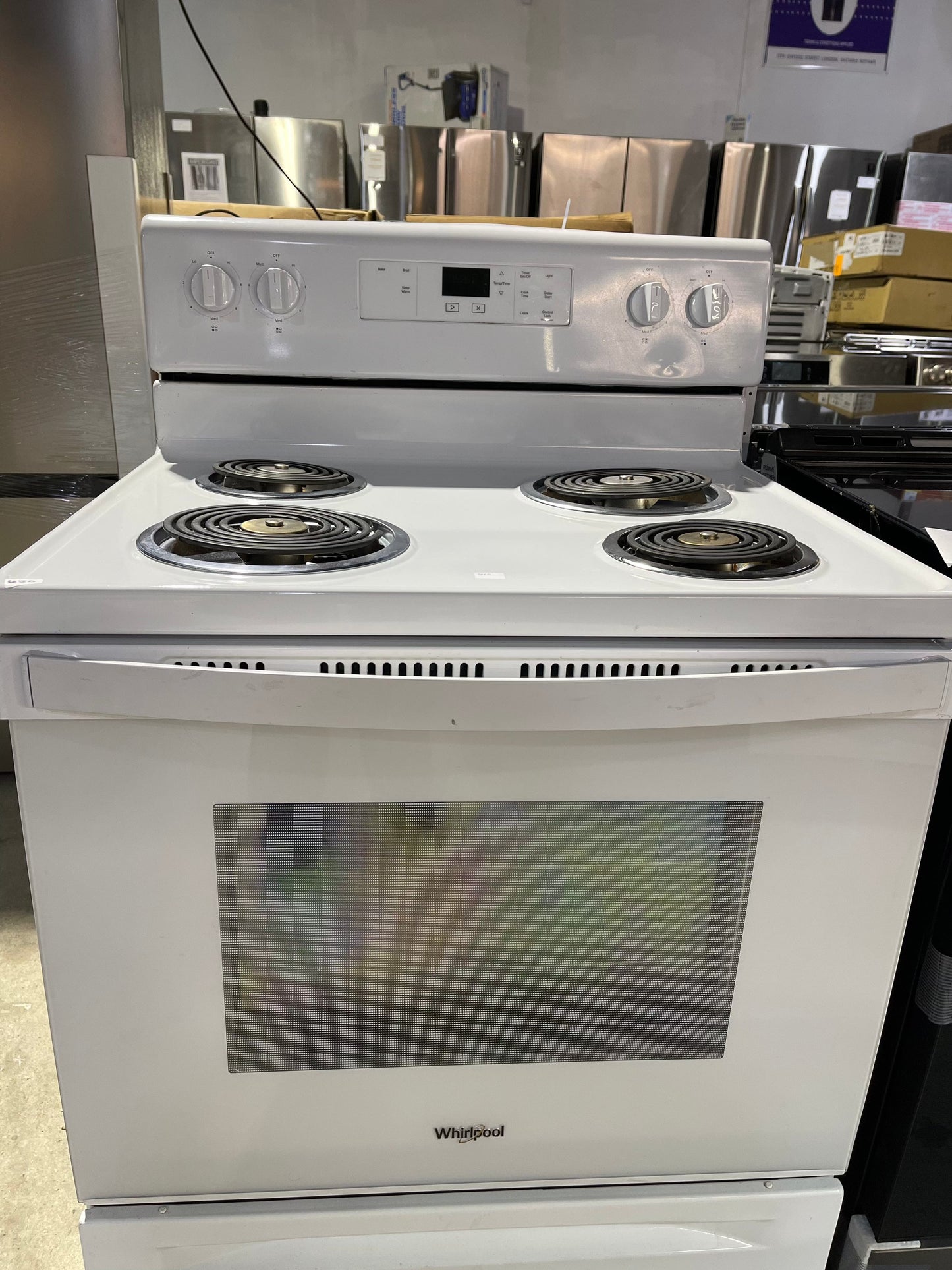 Whirlpool YWFC150MOJ Range, 30 inch Exterior Width, Electric, Self Clean, 4 Burners, 4.8 cu. ft. Capacity, Storage Drawer, 1 Ovens, White colour. Open Box