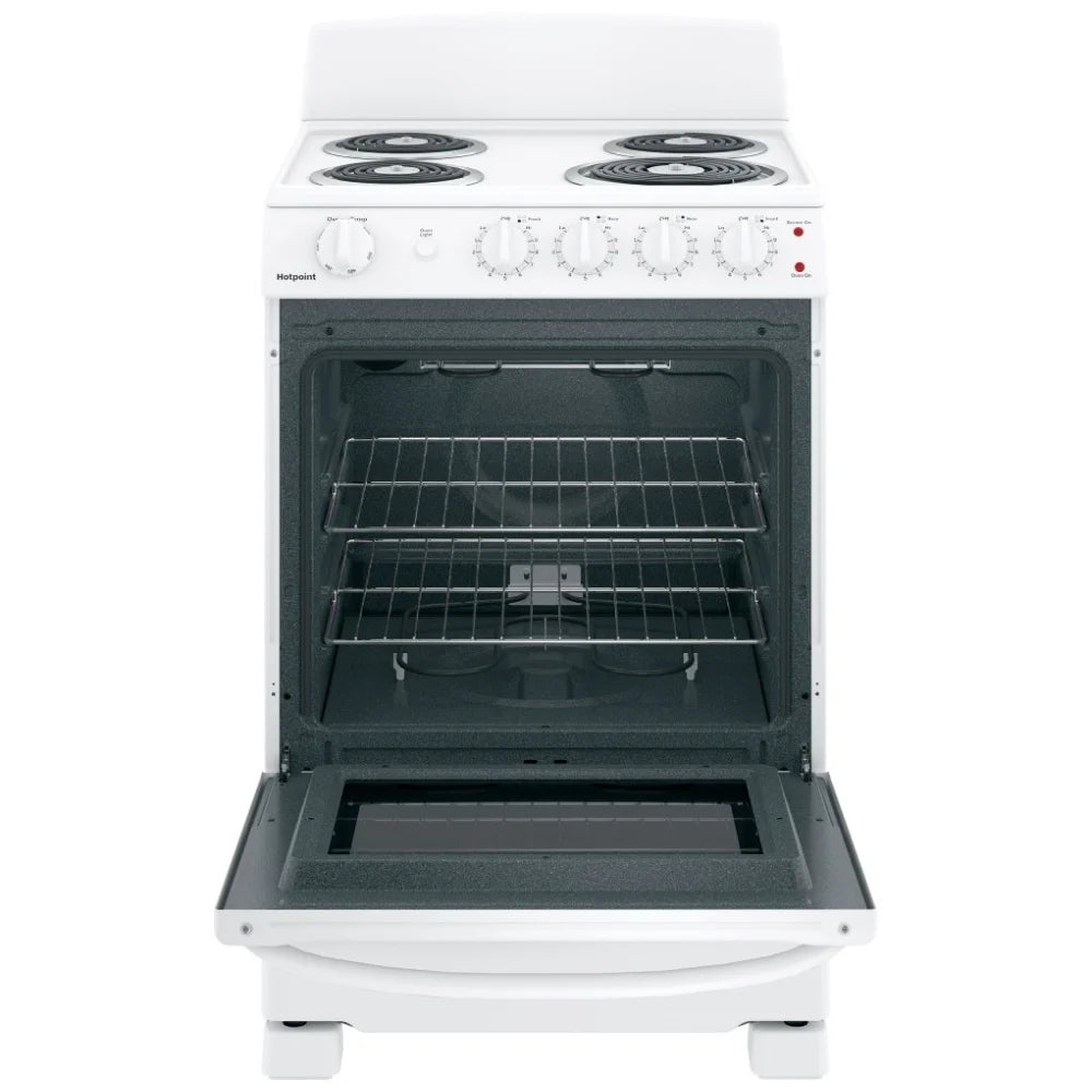 GE JCAS300DMWW Range, Electric, 24 inch Exterior Width, 4 Burners, 2.9 cu. ft. Capacity, Storage Drawer, 1 Ovens, White colour