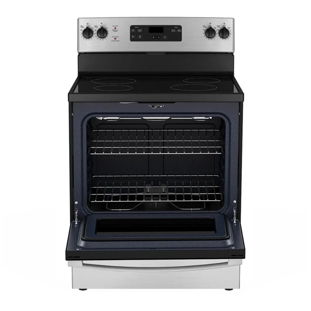GE JCBS630SVSS Electric Range, 5 cu. ft. Capacity, 30 inch Exterior Width, 4 Burners, Storage Drawer, 2,000 Watts Highest Burner Element, Stainless Steel color