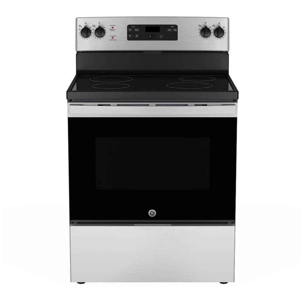 GE JCBS630SVSS Electric Range, 5 cu. ft. Capacity, 30 inch Exterior Width, 4 Burners, Storage Drawer, 2,000 Watts Highest Burner Element, Stainless Steel color