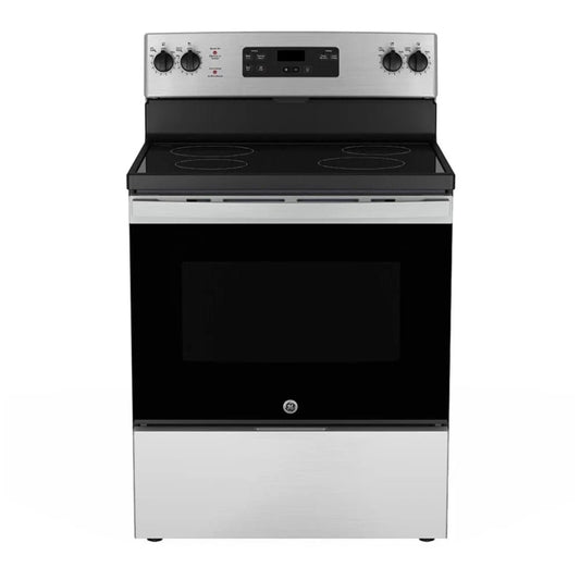 GE JCBS630SVSS Electric Range, 5 cu. ft. Capacity, 30 inch Exterior Width, 4 Burners, Storage Drawer, 2,000 Watts Highest Burner Element, Stainless Steel color