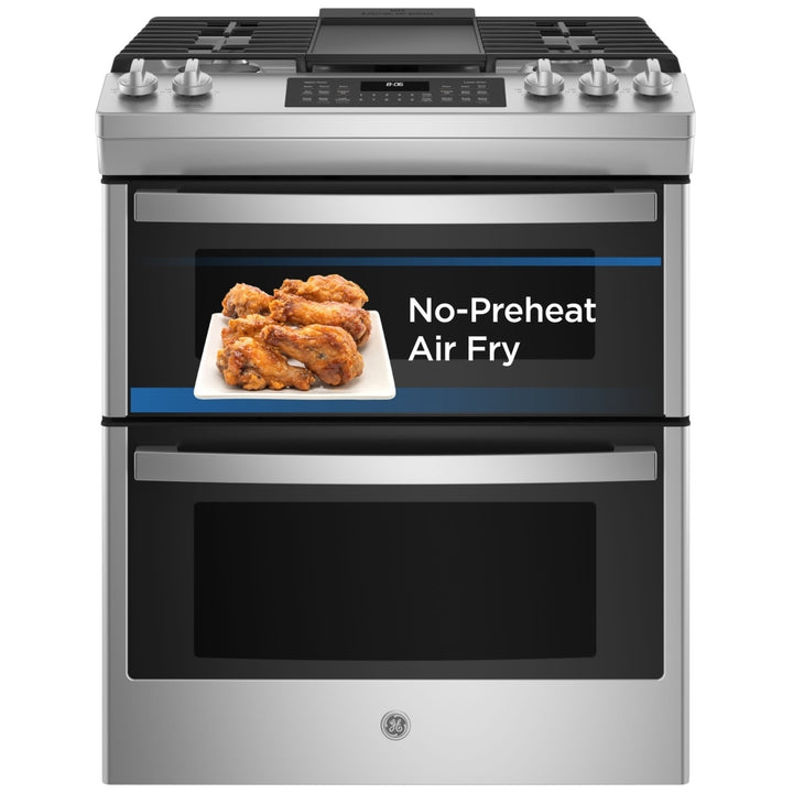 GE 30" 6.7 Cu. Ft. Double Oven 5-Burner Slide-In Gas Range (JCGSS86SPSS) - Stainless Steel