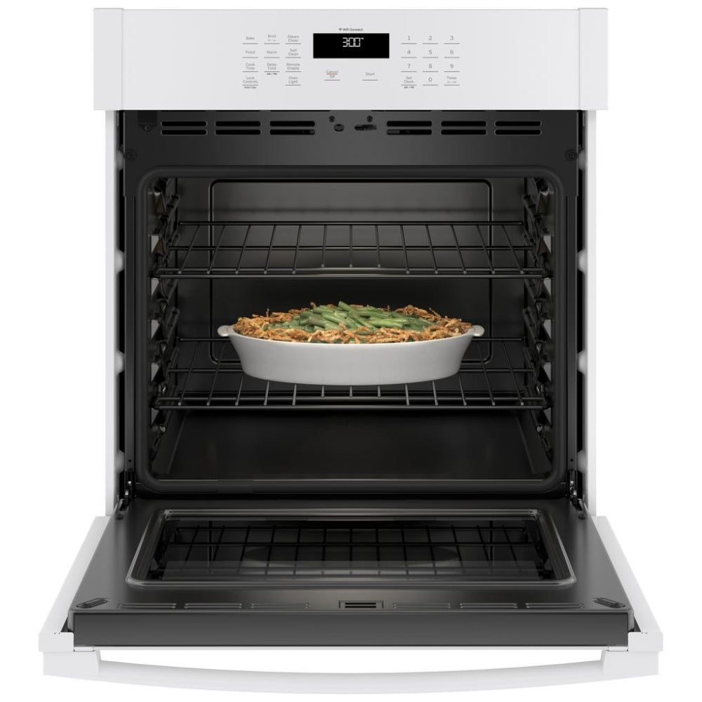 GE JKS3000DNWW Single Wall Oven, 27 inch Exterior Width, Self Clean, 4.3 cu. ft. Capacity, Wifi Enabled, White colour