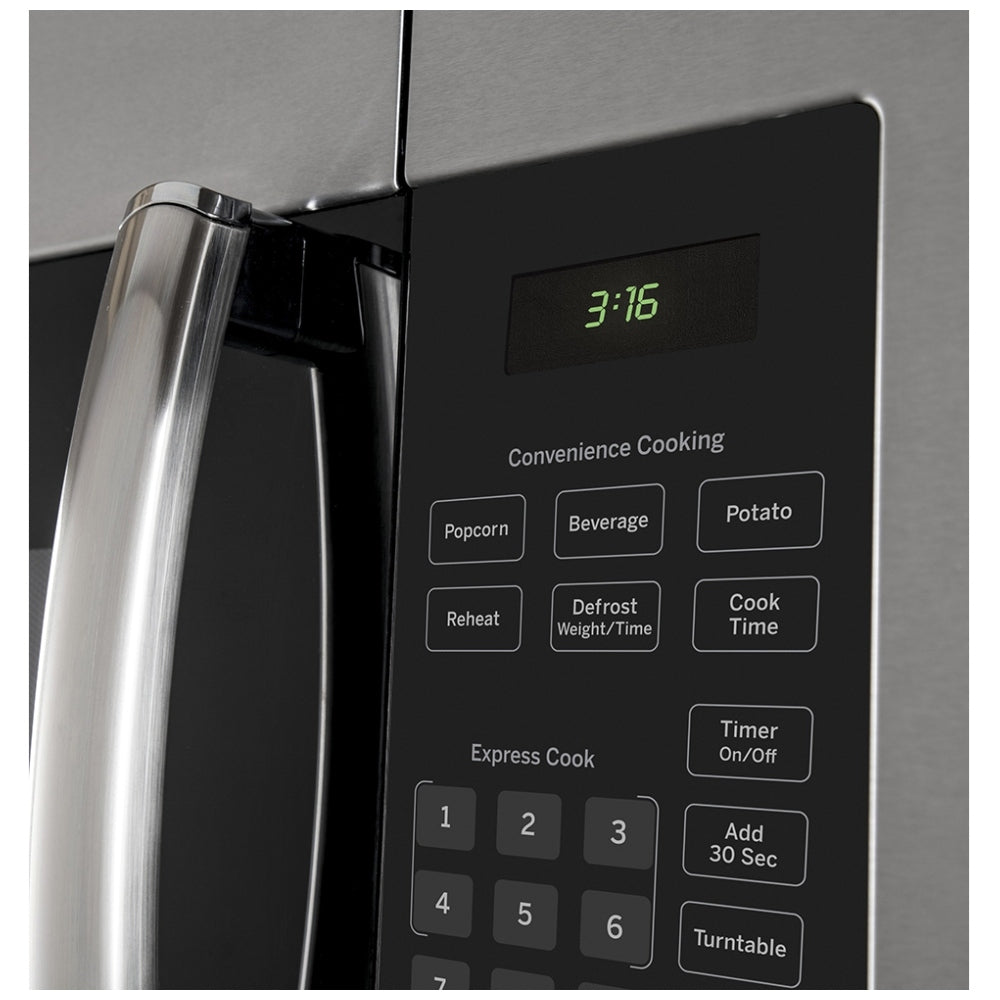 GE JVM1635SFC Over the Range Microwave, 30 inch Exterior Width, 1.6 cu. ft. Capacity, 300 CFM, 1,000 W Watts, Halogen , Stainless Steel color