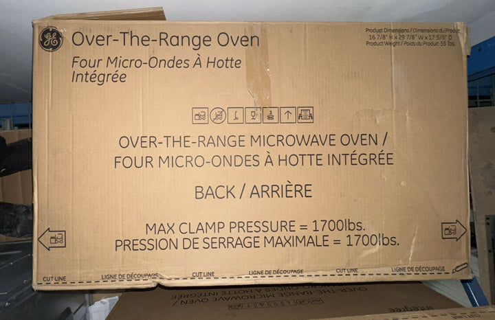GE JVM2165SMSS Over the Range Microwave, 30 inch Exterior Width, 1.6 cu. ft. Capacity, 300 CFM, 1,000 W Watts, Halogen , Stainless Steel colour
