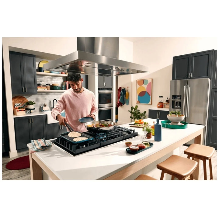 KitchenAid KCGG536PBL Gas Cooktop, 36 inch Width, 5 Sealed Burners, Gas-on-Glass, 18,000 BTU Center Burner, Black
