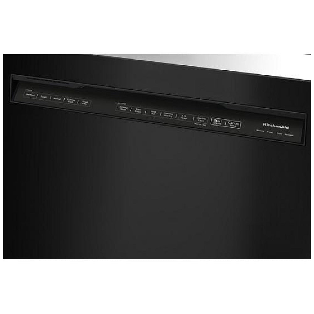 KitchenAid KDFE204KBL Dishwasher, 24 inch Exterior Width, 39 dB Decibel Level, Full Console, Stainless Steel (Interior), 5 Wash Cycles, 13 Capacity (Place Settings), Black colour SatinGlide Racks