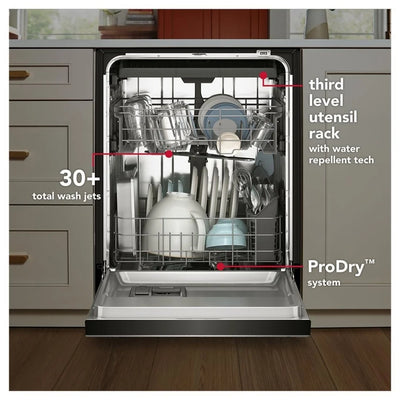 KitchenAid KDFS224SWH Dishwasher, 24 inch Exterior Width, 47 dB Decibel Level, Fully Integrated, Stainless Interior, 5 Wash Cycles, 13 Capacity (Place Settings), 3 Loading Racks, White colour