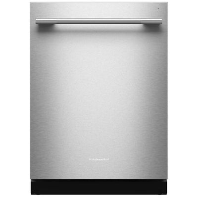 KitchenAid KDTS424SPS Dishwasher, 24 inch Exterior Width, 44 dB Decibel Level, Fully Integrated, Stainless Interior, 5 Wash Cycles, 16 Capacity (Place Settings), 3 Loading Racks, PrintShield Stainless Steel colour SatinGlide Racks