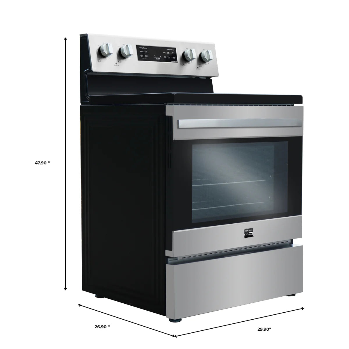 Kenmore 30 inch 5 cu ft Rear Control Smooth Top Electric Range with Airfry and True Convection KenmoreSKU: KKFTR4.8REARAFC-SS