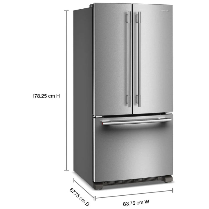 KitchenAid KRFF333SPS French Door Refrigerator, 33 inch Width, 22.1 cu. ft. Capacity, Water Dispenser (Interior), Ice Dispenser (Freezer Located), ENERGY STAR Certified, PrintShield Stainless colour, Preserva® Food Care