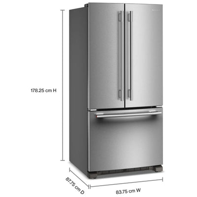 KitchenAid KRFF333SPS French Door Refrigerator, 33 inch Width, 22.1 cu. ft. Capacity, Water Dispenser (Interior), Ice Dispenser (Freezer Located), ENERGY STAR Certified, PrintShield Stainless colour, Preserva® Food Care