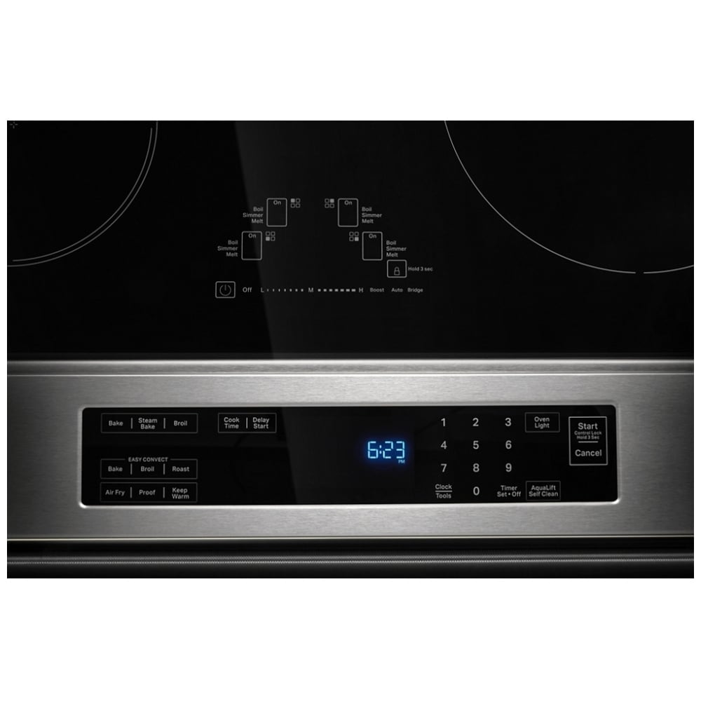 KitchenAid KSIS730PSS Induction Range, 6.4 cu. ft. Capacity, 30 inch Exterior Width, True Convection, 4 Burners, Storage Drawer, Air Fry, Self Clean, 3,700 Watts Highest Burner Element, Stainless Steel colour True European Convection, Steam Rack