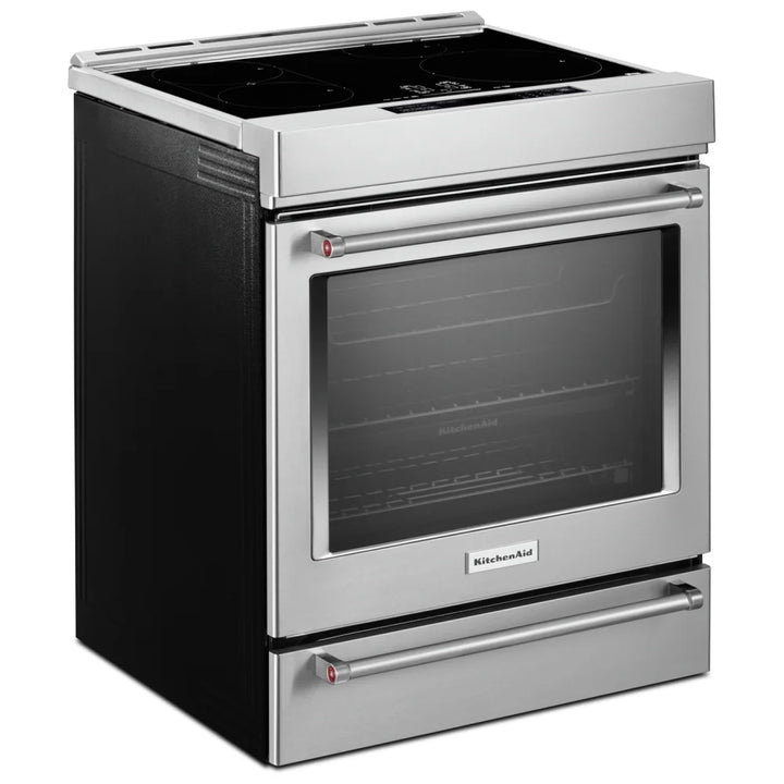 KitchenAid KSIS730PSS Induction Range, 6.4 cu. ft. Capacity, 30 inch Exterior Width, True Convection, 4 Burners, Storage Drawer, Air Fry, Self Clean, 3,700 Watts Highest Burner Element, Stainless Steel colour True European Convection, Steam Rack