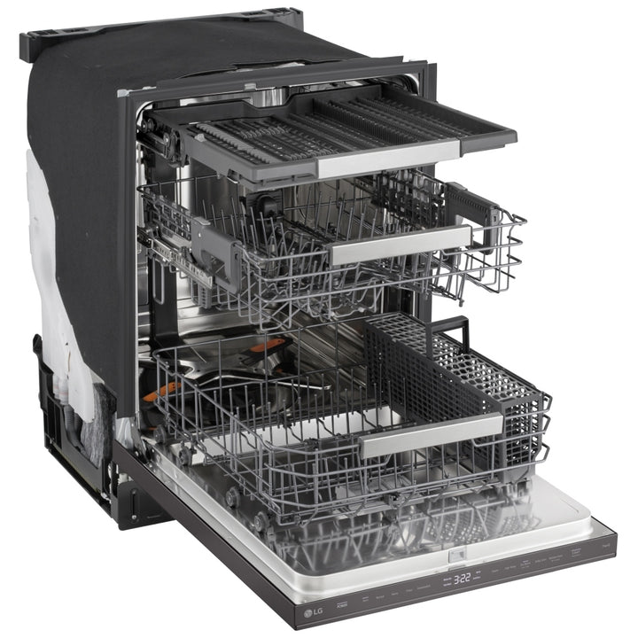 LG LDNPM654D Dishwasher, 24 inch Exterior Width, 44 dB Decibel Level, Fully Integrated, Stainless Interior, 5 Wash Cycles, 16 Capacity (Place Settings), 3 Loading Racks, Wifi Enabled, Black Stainless Steel colour