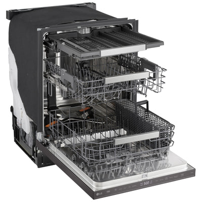 LG LDNPM654D Dishwasher, 24 inch Exterior Width, 44 dB Decibel Level, Fully Integrated, Stainless Interior, 5 Wash Cycles, 16 Capacity (Place Settings), 3 Loading Racks, Wifi Enabled, Black Stainless Steel colour
