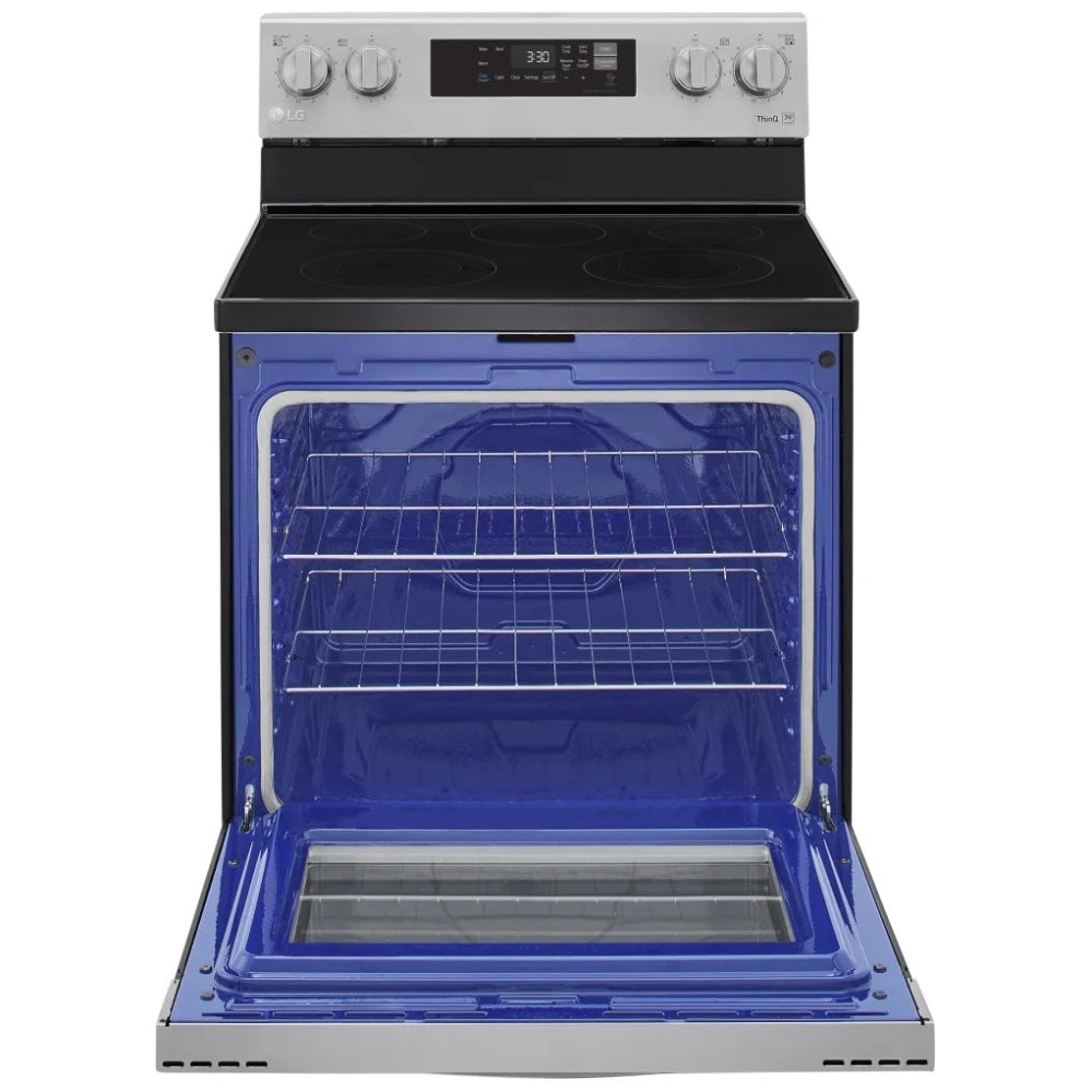 LG LREL6321S Range, 30" Exterior Width, Electric Range, Glass Burners (Electric), 5 Burners, 6.3 cu. ft. Capacity, Storage Drawer, 1 Ovens, Wifi Enabled, 3200W, Rear Controls, Stainless Steel colour