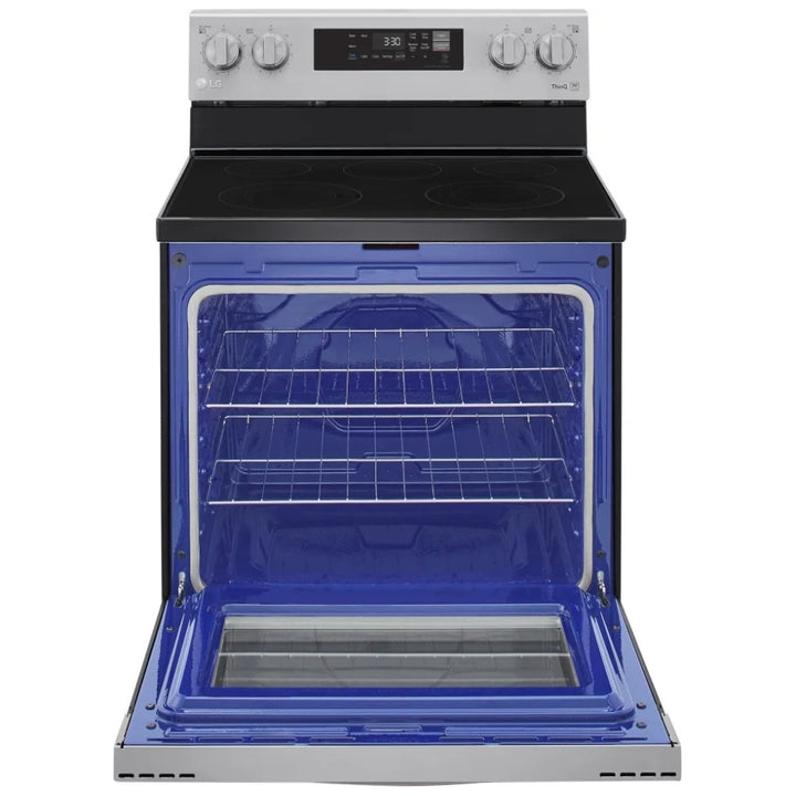 LG LREL6321S Range, 30" Exterior Width, Electric Range, Glass Burners (Electric), 5 Burners, 6.3 cu. ft. Capacity, Storage Drawer, 1 Ovens, Wifi Enabled, 3200W, Rear Controls, Stainless Steel colour