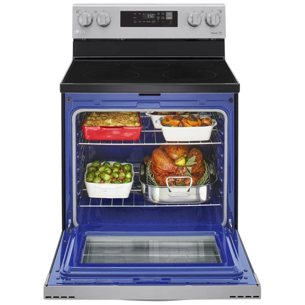 LG LREL6321S Range, 30" Exterior Width, Electric Range, Glass Burners (Electric), 5 Burners, 6.3 cu. ft. Capacity, Storage Drawer, 1 Ovens, Wifi Enabled, 3200W, Rear Controls, Stainless Steel colour