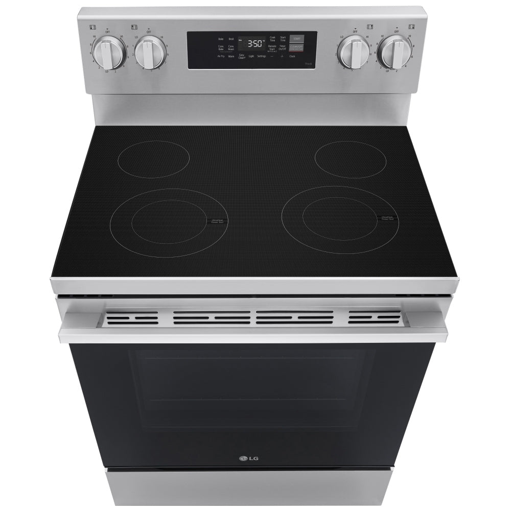 LG LREN6321YE Electric Range, 6.3 cu. ft. Capacity, 30 inch Exterior Width, Convection, 4 Burners, Storage Drawer, Air Fry, Manual Clean, 3,200 W Highest Element