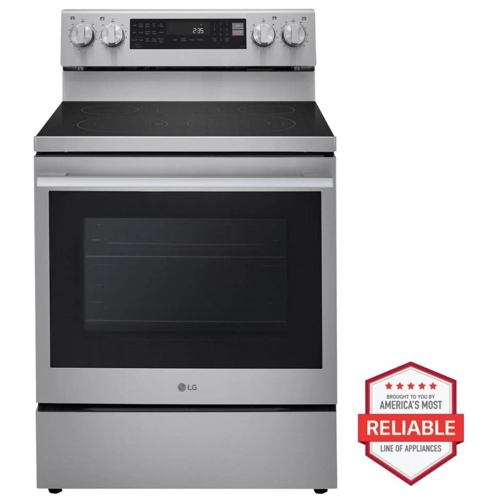 LG LREN6325XE Electric Range, 6.3 cu. ft. Capacity, 30 inch Exterior Width, Convection, 5 Burners, Storage Drawer, Air Fry, Self Clean, 3,200 W Highest Element