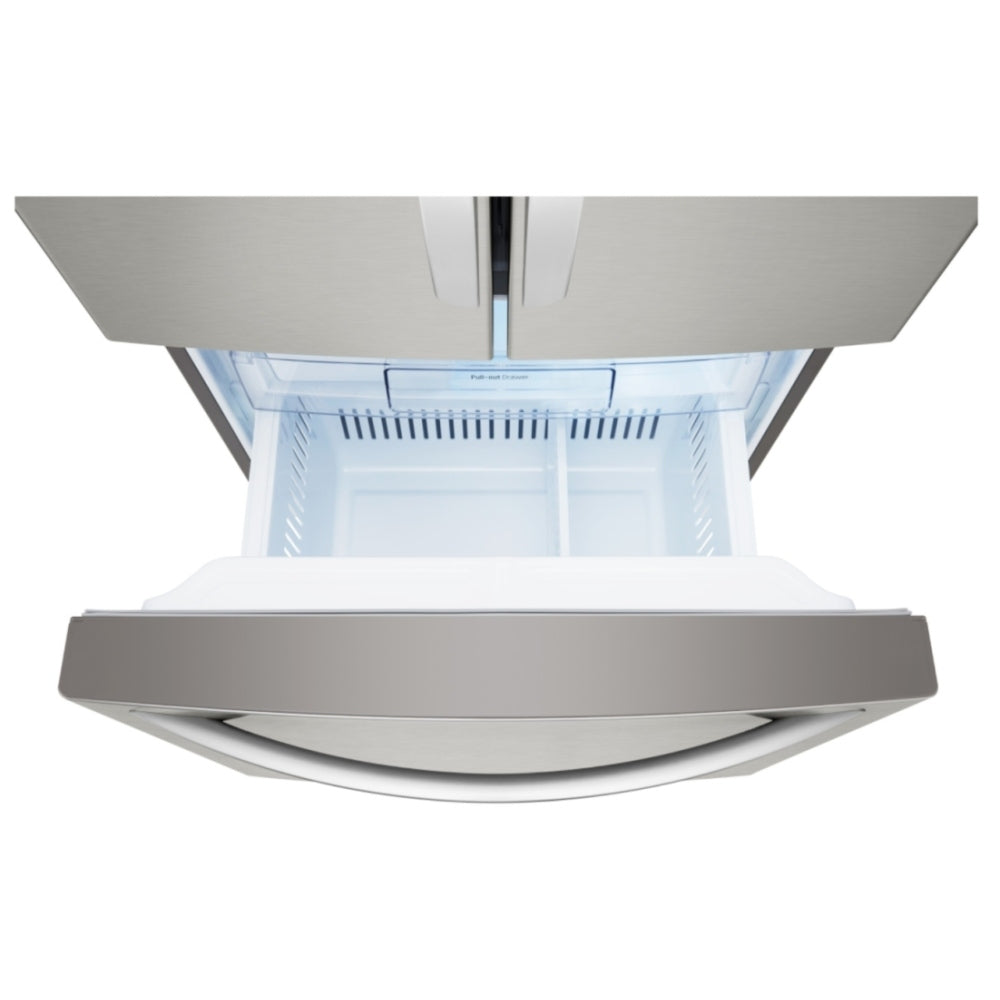 LG LRFNS2200S 30" French Door Refrigerator, 21.8 cu. ft., Stainless Steel. Smart Cooling®, Multi-Air Flow™, Glide N’ Serve™ drawer, SpillProtector™ shelves, ENERGY STAR®. Optional ice maker (special order).