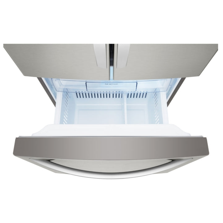 LG LRFNS2200S 30" French Door Refrigerator, 21.8 cu. ft., Stainless Steel. Smart Cooling®, Multi-Air Flow™, Glide N’ Serve™ drawer, SpillProtector™ shelves, ENERGY STAR®. Optional ice maker (special order).