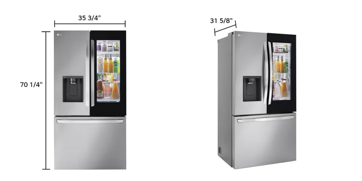 36" 26 cu.ft. InstaView® Counter-Depth MAX™ French 3-Door Refrigerator | Ice & Water Dispenser | Dual Ice Maker LRFOC2606S