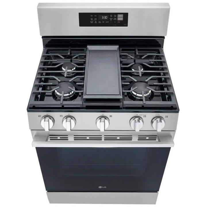 LG LRGN6323Y Gas Range, 6.3 cu. ft. Capacity, 30 inch Exterior Width, Self Clean, True Convection, 5 Burners, Storage Drawer, Air Fry, 20,000 BTU Highest Burner, Stainless Steel colour, EasyClean®, InstaView® Window, Probake Convection